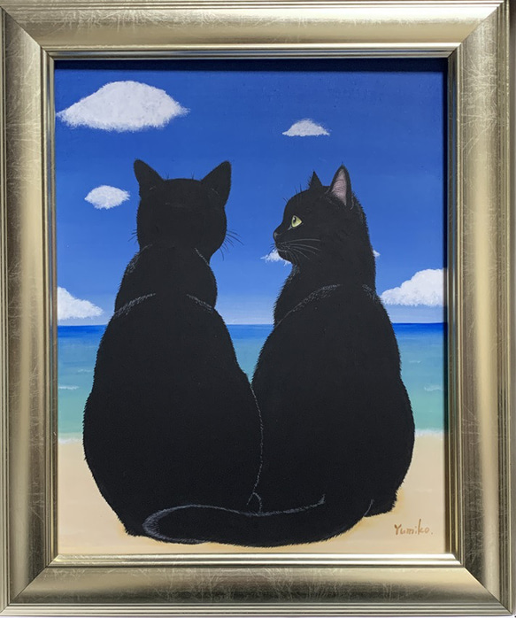 絵画。原画【黒猫ちゃんは昼寝をしている】 原画】「あなたしか見えない」／黒猫 絵画 猫心～にゃんはーと