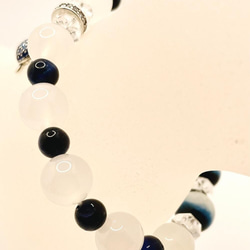 【天然石ブレスレット】ブルーアラゴナイト/ブルータイガーアイ/ホワイトカルセドニー/水晶 5枚目の画像