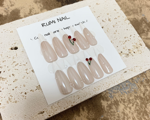 ネイルチップ フレンチ ガーリー 量産型 ワンホン ロング ポイント