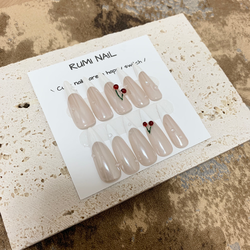 ネイルチップ フレンチ ガーリー 量産型 ワンホン ロング ポイント  