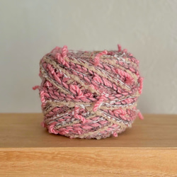 引き揃え毛糸玉*グレー× ピンク、モスグリーンスラリットリボン 毛糸
