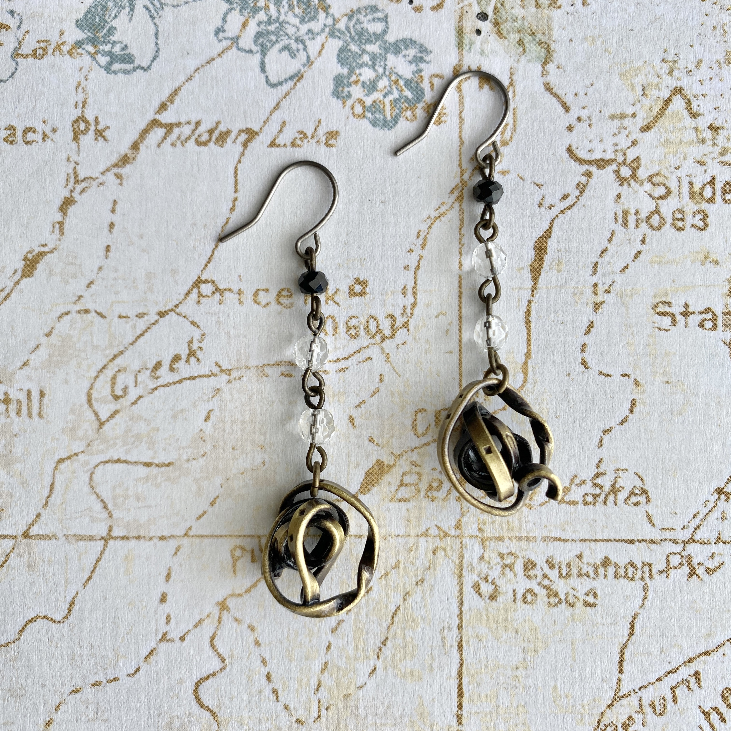 シフォン　天然石ピアス・真鍮【イヤリングに取替え無料】