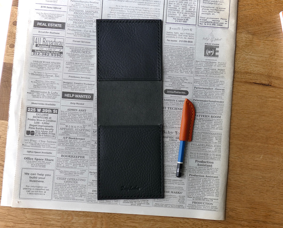 イタリア革のメモ帳カバー／A7サイズ／ロディアNo.11／ブラック 4枚目の画像