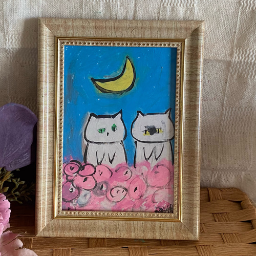 「月光」　手描き　油絵　風景画　原画 油絵風景画手描き作品