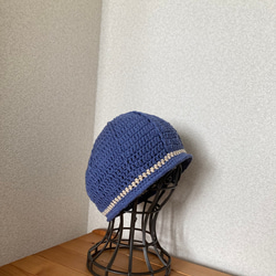 手編み　まんまるコットン帽　ケア帽子 3枚目の画像