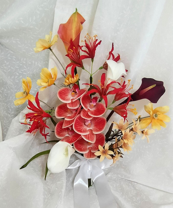 期間限定価格】赤の造花ブーケ（大）3点セット 色っぽい