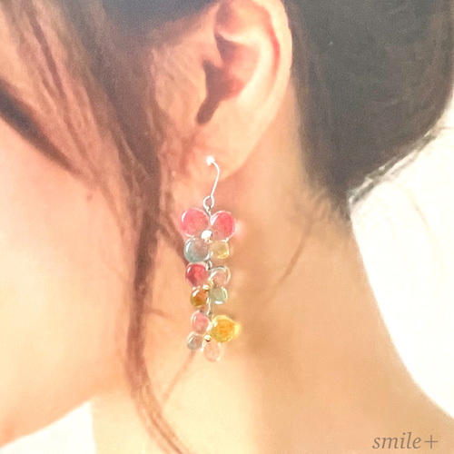 しゃぼんカラーのお花 ピアス / イヤリング ピアス（フック