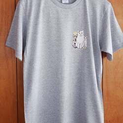 new猫半袖Tシャツ灰色/とうこ先生 4枚目の画像