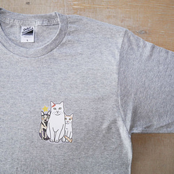 new猫半袖Tシャツ灰色/とうこ先生 3枚目の画像