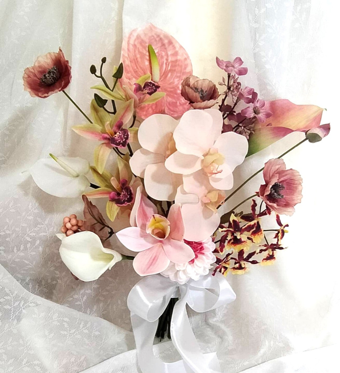 特別価格】コチョウランのウェディングブーケ＆ブートニア 結婚