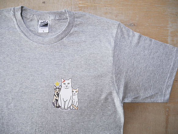 new猫半袖Tシャツ灰色/とうこ先生 1枚目の画像