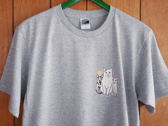 new猫半袖Tシャツ灰色/とうこ先生 3枚目の画像