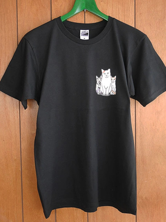 new猫半袖Tシャツ黒/とうこ先生 4枚目の画像