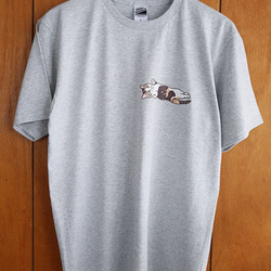new猫半袖Tシャツグレー/挙手 4枚目の画像