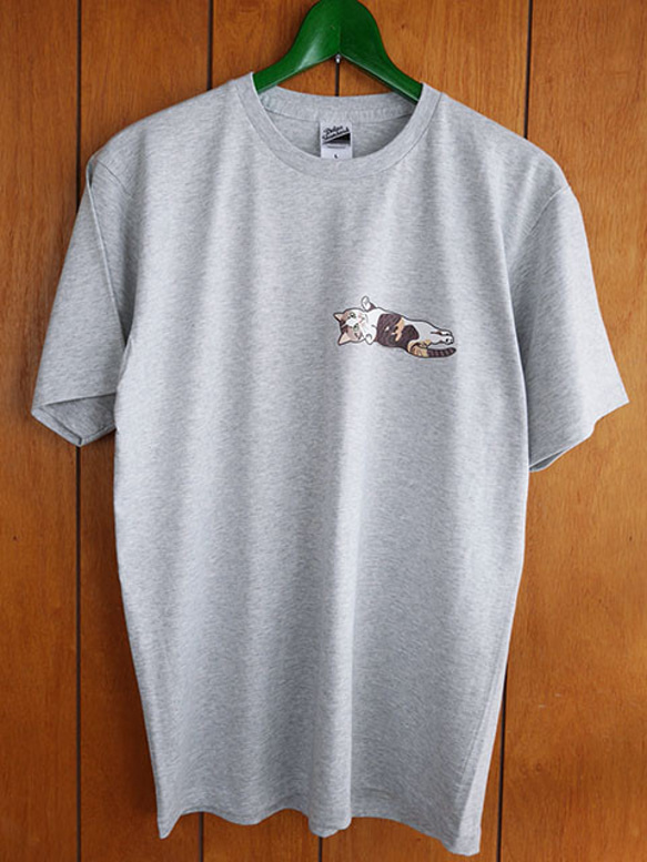 new猫半袖Tシャツグレー/挙手 4枚目の画像