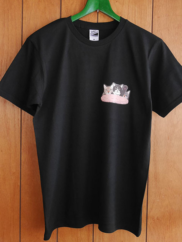 new猫半袖Tシャツ黒/挙手 4枚目の画像