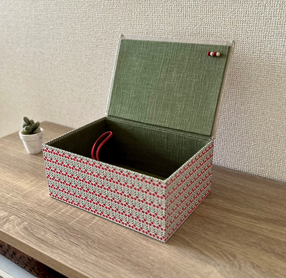 R.mimosaインテリアボックス〈Lサイズ〉裁縫箱・収納ケース（カルトナージュ）【仕切り箱別売り】《受注制作》 5枚目の画像
