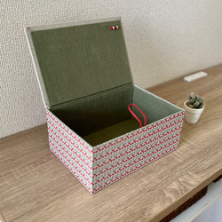 R.mimosaインテリアボックス〈Lサイズ〉裁縫箱・収納ケース（カルトナージュ）【仕切り箱別売り】《受注制作》 12枚目の画像