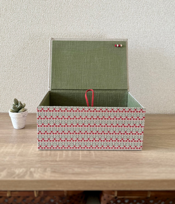 R.mimosaインテリアボックス〈Lサイズ〉裁縫箱・収納ケース（カルトナージュ）【仕切り箱別売り】《受注制作》 6枚目の画像