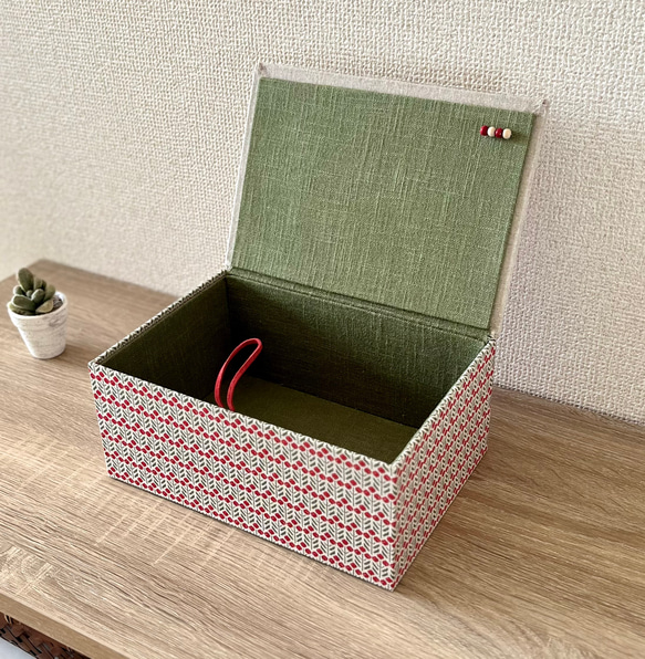 R.mimosaインテリアボックス〈Lサイズ〉裁縫箱・収納ケース（カルトナージュ）【仕切り箱別売り】《受注制作》 11枚目の画像