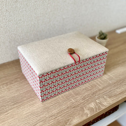 R.mimosaインテリアボックス〈Lサイズ〉裁縫箱・収納ケース（カルトナージュ）【仕切り箱別売り】《受注制作》 8枚目の画像