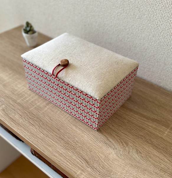 R.mimosaインテリアボックス〈Lサイズ〉裁縫箱・収納ケース（カルトナージュ）【仕切り箱別売り】《受注制作》 9枚目の画像