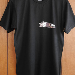 new猫半袖Tシャツ黒/セクシー三毛2 4枚目の画像