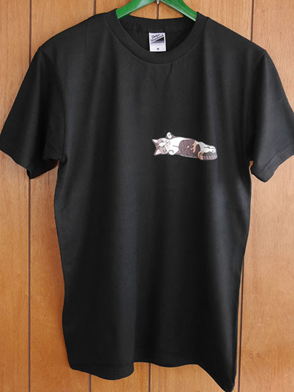 new猫半袖Tシャツ黒/セクシー三毛2 4枚目の画像