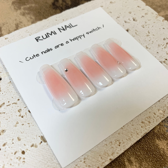 ネイルチップ チークネイル チーク フレンチ ピンク グラデーション  