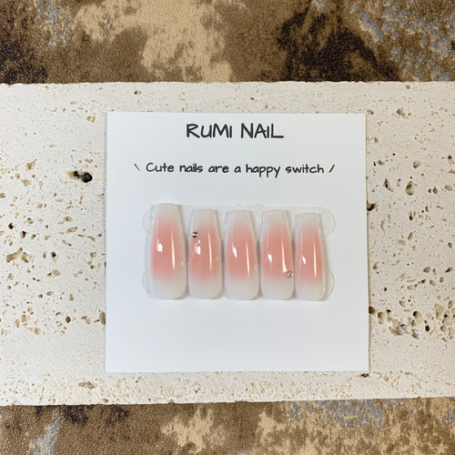 ネイルチップ チークネイル チーク フレンチ ピンク グラデーション  