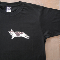 new猫半袖Tシャツ黒/セクシー三毛1 3枚目の画像