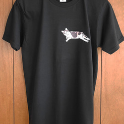 new猫半袖Tシャツ黒/セクシー三毛1 4枚目の画像