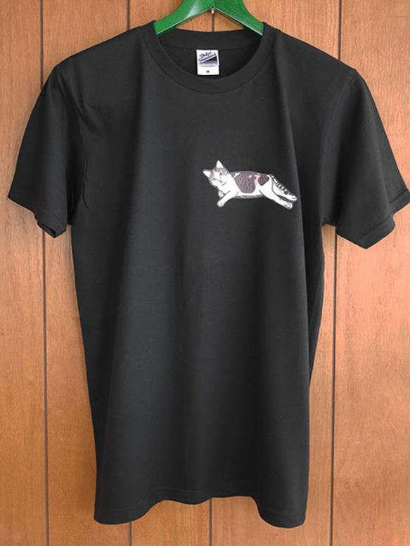 new猫半袖Tシャツ黒/セクシー三毛1 4枚目の画像
