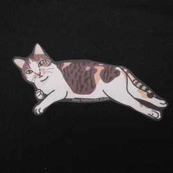 new猫半袖Tシャツ黒/セクシー三毛1 2枚目の画像