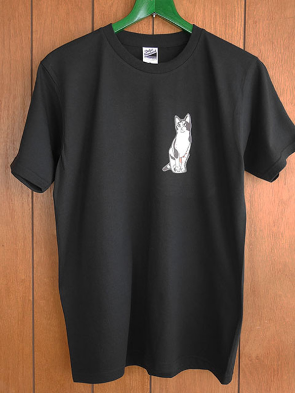 new猫半袖Tシャツ黒/目力 4枚目の画像
