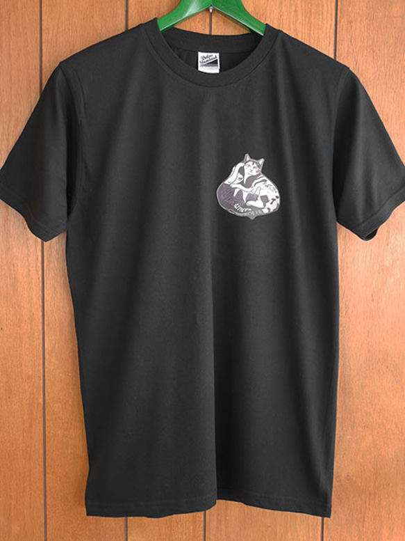 new猫半袖Tシャツ黒/教育 4枚目の画像
