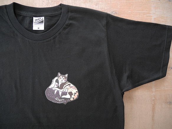 new猫半袖Tシャツ黒/教育 3枚目の画像