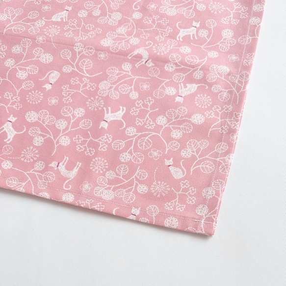 森のネコ 給食セット 給食袋 ランチョンマット 巾着袋 ナフキン【送料無料】猫 ピンク 4枚目の画像