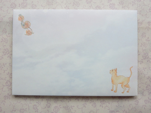 薫風～３匹の猫と薔薇レターセット 5枚目の画像