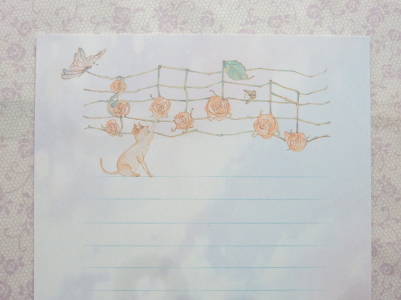 薫風～３匹の猫と薔薇レターセット 3枚目の画像
