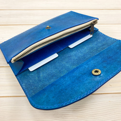 シンプルな小さめの長財布（ブルー） 4枚目の画像