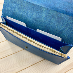 シンプルな小さめの長財布（ブルー） 3枚目の画像