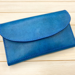 シンプルな小さめの長財布（ブルー） 1枚目の画像