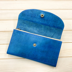 シンプルな小さめの長財布（ブルー） 2枚目の画像