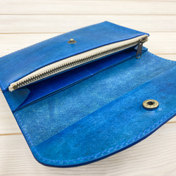 シンプルな小さめの長財布（ブルー） 5枚目の画像