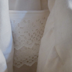 フランスアンティークダマスク織りリネンイニシャル刺繍のバルーンシルエットバッグ 12枚目の画像