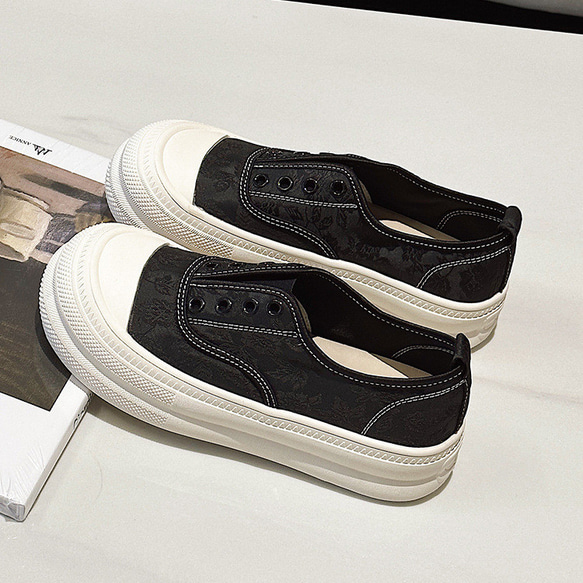 24新型夏厚底プリント鍛面楽福板靴·快適通気·クイック履き W352 10枚目の画像