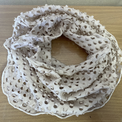 綿100%ラベンダー色レースシングルウェーブ手作り手染めネック  