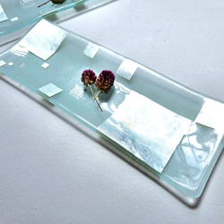 ガラスの器　銀澄長皿　シルバーブロック 3枚目の画像