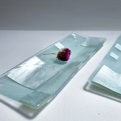 ガラスの器　銀澄長皿　シルバーブロック 5枚目の画像